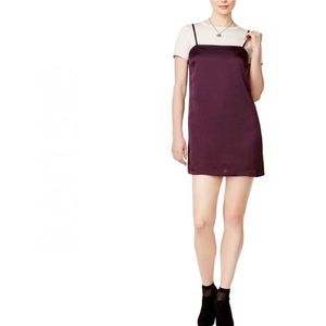 NWT KENSIE purple cream layered mini t-shirt slip dress size XS new with tags